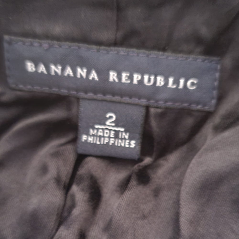 Banana Republic Sz 2 Jacket Faux Pockets Black & Gray P2P 15 L 14.5 - Picture 5 of 7